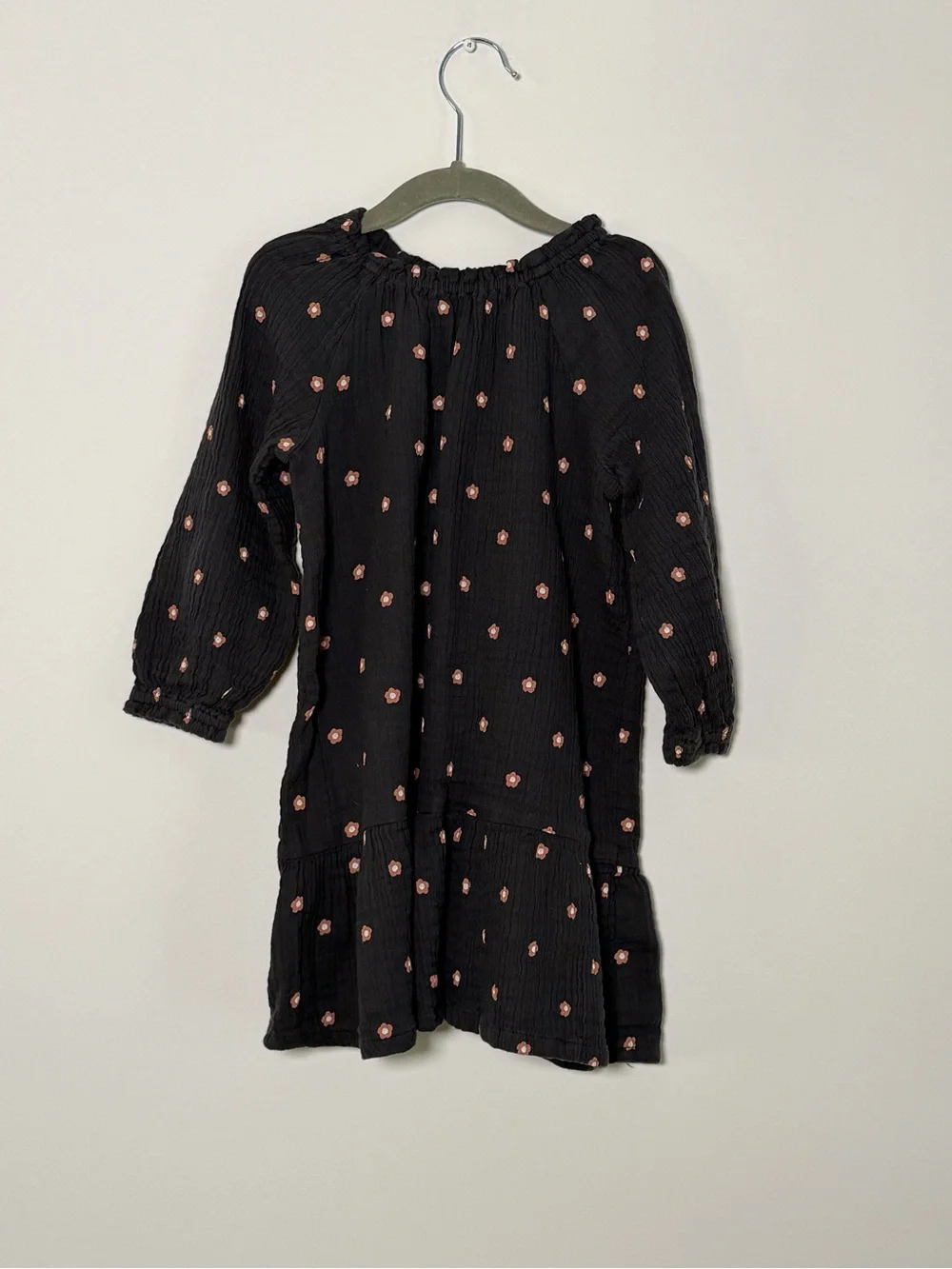 H&M Kids Floral Pink Dark Grey Dress Cotton Size 5